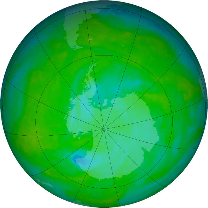 Antarctic ozone map for 11 December 2003